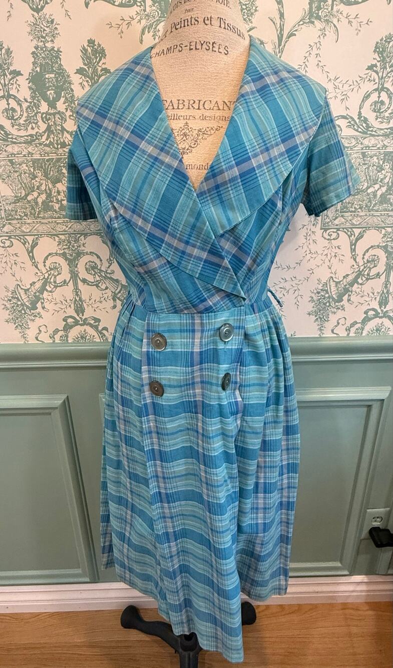 Vintage 1950’s Sony Costume Department Plaid Shirtwaist Dress Studio Provenance⁠